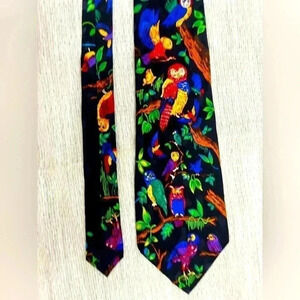 3/$10 Bundle Addiction Silk Tie Hand Made Owls Colorful Father’s Day Tropical